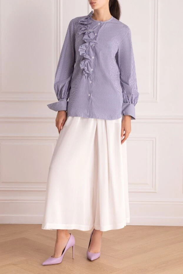 Ermanno Scervino женские блуза из хлопка синяя женская купить с ценами и фото 150125 - фото 2