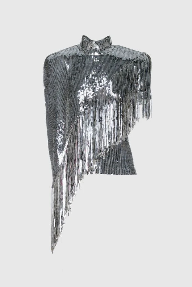 Balmain women's blouse with fringe and high neck silver 150163 - photo 1