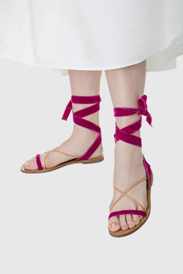 Valentino женские сандалии из кожи и велюра розовые женские купить с ценами и фото 150169 - фото 2