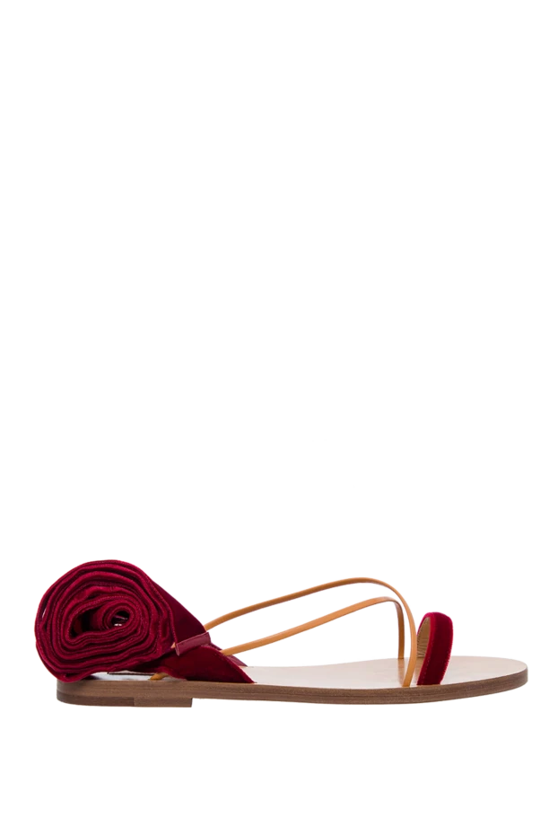 Valentino women's sandals with velour ribbons, burgundy 150170 - photo 1