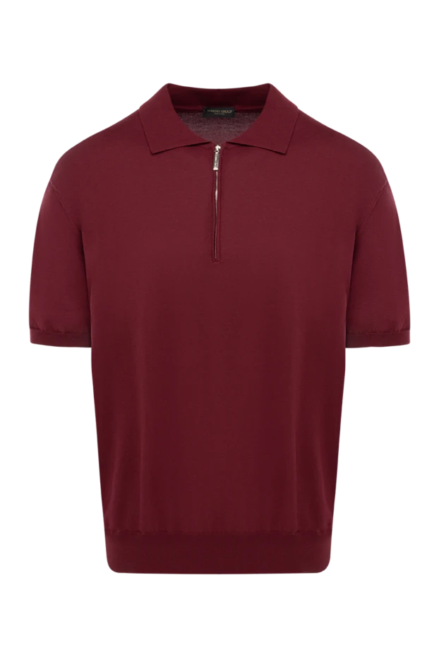 Cesare di Napoli cotton polo shirt burgundy with zipper men's 197010 - photo 1