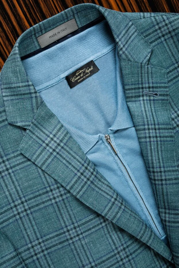 Cesare di Napoli silk polo shirt knitted light blue men's 150226 - photo 2