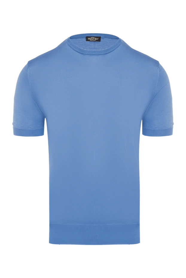 Cesare di Napoli man blue short sleeve silk jumper for men buy with prices and photos 150244 - photo 1