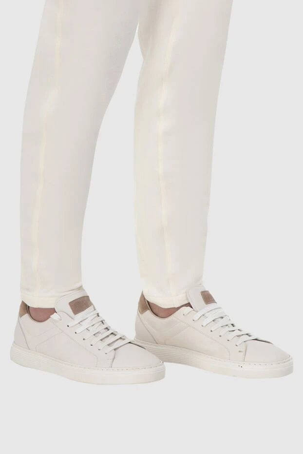Brunello Cucinelli white leather snickers for men 150331 - photo 2