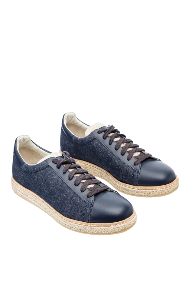Brunello Cucinelli сникеры из кожи синие мужские 150340 - фото 3