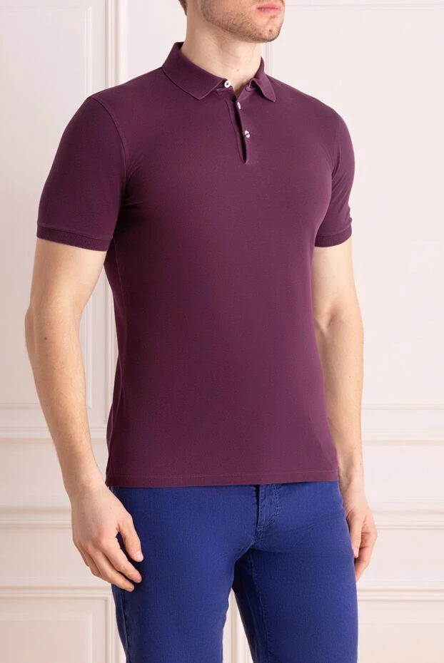 Brunello Cucinelli поло з бавовни фіолетове чоловіче 150346 - фото 3