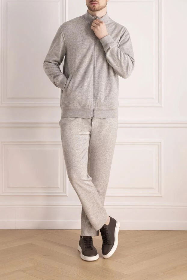 Brunello Cucinelli костюм спортивный мужской из кашемира, хлопка и полиамида серый 150361 - фото 2