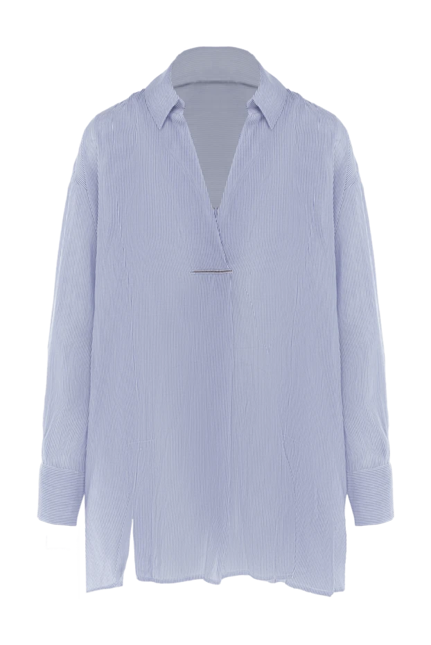 Panicale woman blue cotton and silk blouse for women 150429 - photo 1