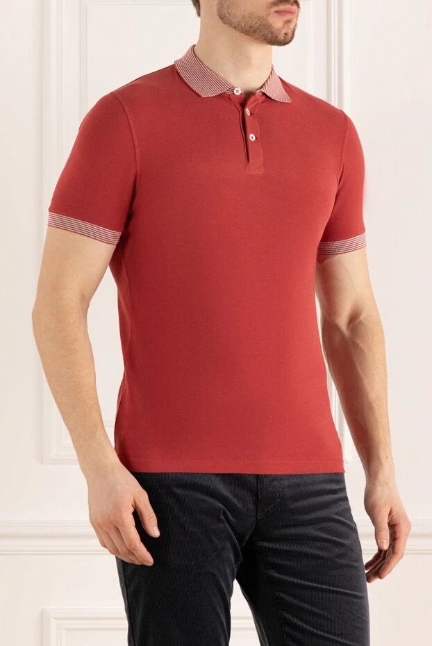 Brunello Cucinelli поло из хлопка красное мужское 150452 - фото 3