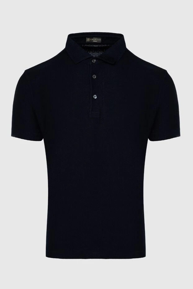 Corneliani men's navy blue polo shirt with weave texture 196555 - photo 1