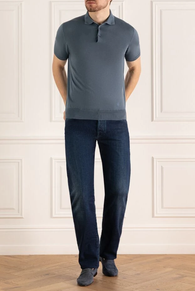 Corneliani man cotton polo blue for men 150497 - photo 2