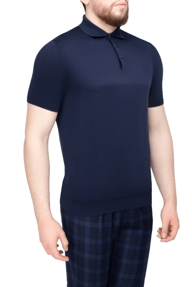 Corneliani men's navy blue knit polo shirt 196499 - photo 3