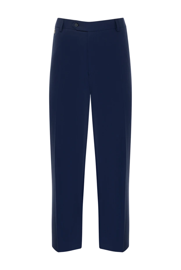 Классические брюки из лёгкой шерсти в насыщенном синем тоне - фото 1