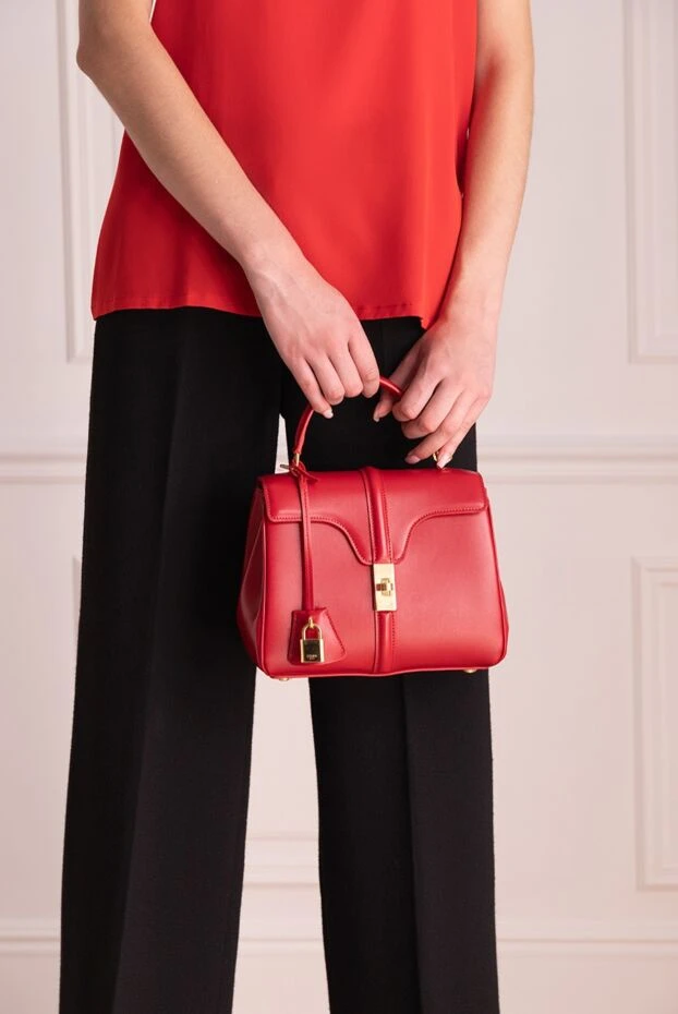 Celine жіночі сумка зі шкіри червона жіноча купити фото з цінами 150541 - фото 2