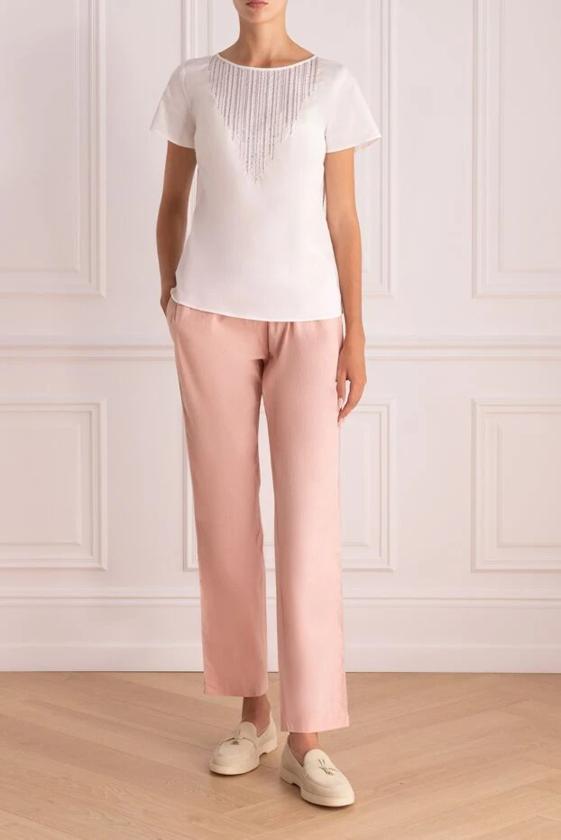 Re Vera woman beige cotton trousers for women buy with prices and photos 150592 - photo 2