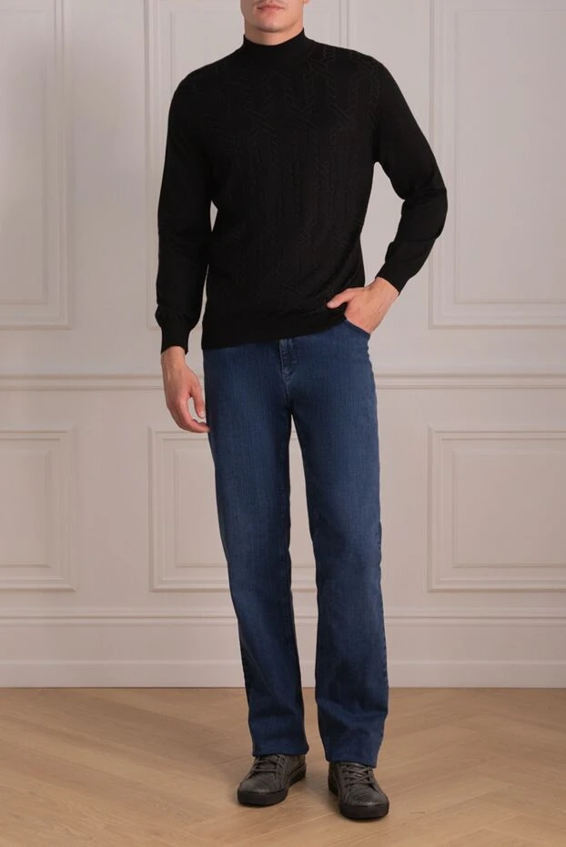 Zilli man men's jumper with a high stand-up collar made of cashmere and silk, black buy with prices and photos 150620 - photo 2