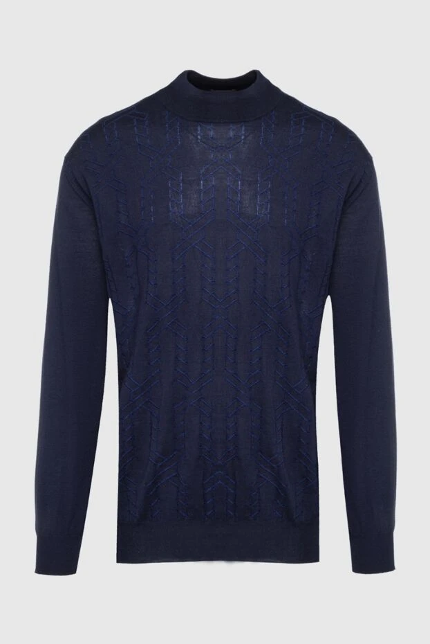 Zilli man men's jumper with a high stand-up collar, cashmere and silk, blue buy with prices and photos 150621 - photo 1