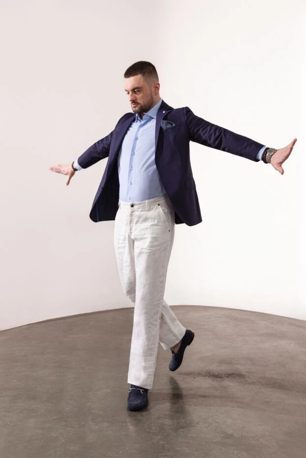 Zilli сорочка чоловіча небесного відтінку з легкої тканини 150652 - фото 2