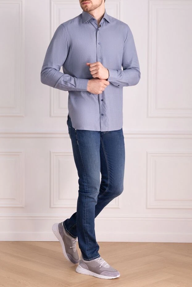 Zilli man blue cotton shirt for men buy with prices and photos 150667 - photo 2