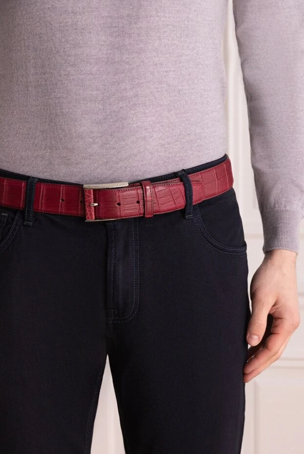 Cesare di Napoli man red crocodile leather belt for men buy with prices and photos 150701 - photo 2