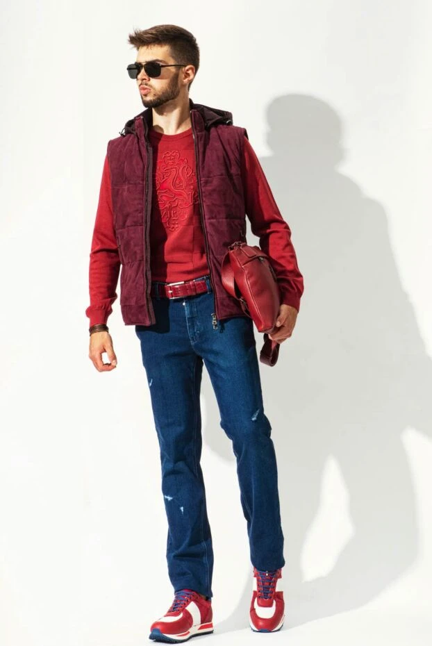 Cesare di Napoli berry red crocodile leather belt for men 150701 - photo 2