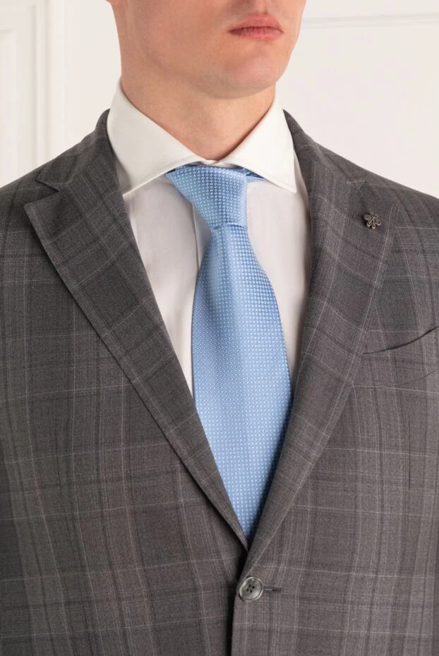 Italo Ferretti мужские галстук из шелка голубой мужской купить с ценами и фото 150711 - фото 2