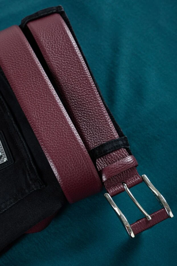 Cesare di Napoli deep burgundy leather belt for men 150738 - photo 2