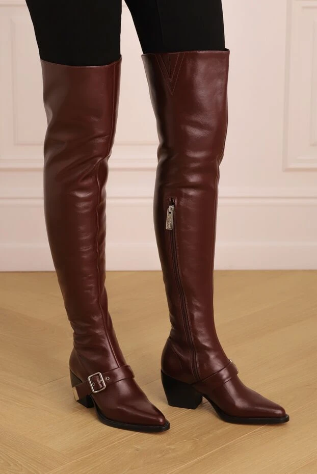 Chloe woman burgundy leather boots for women 150797 - photo 2