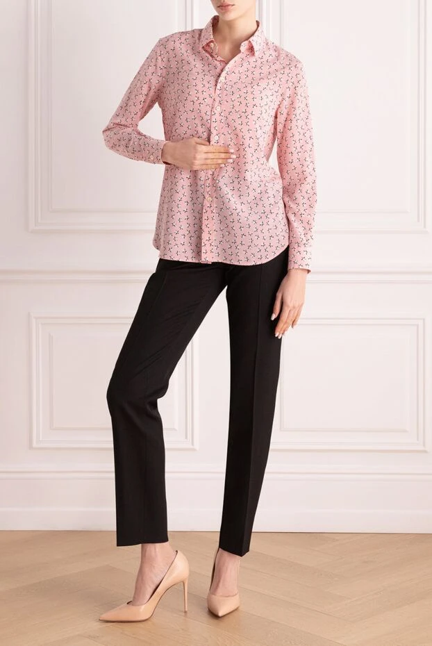 Saint Laurent women's silk blouse with a star print pink 150806 - photo 2