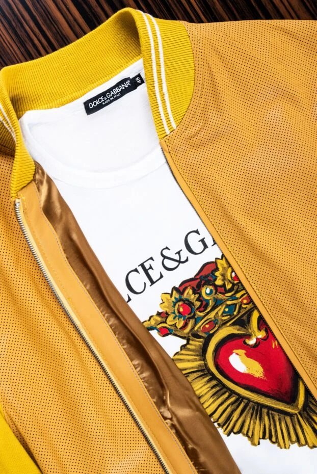 Dolce & Gabbana біла футболка з бавовни з яскравим принтом серця та золотою короною 150854 - фото 3