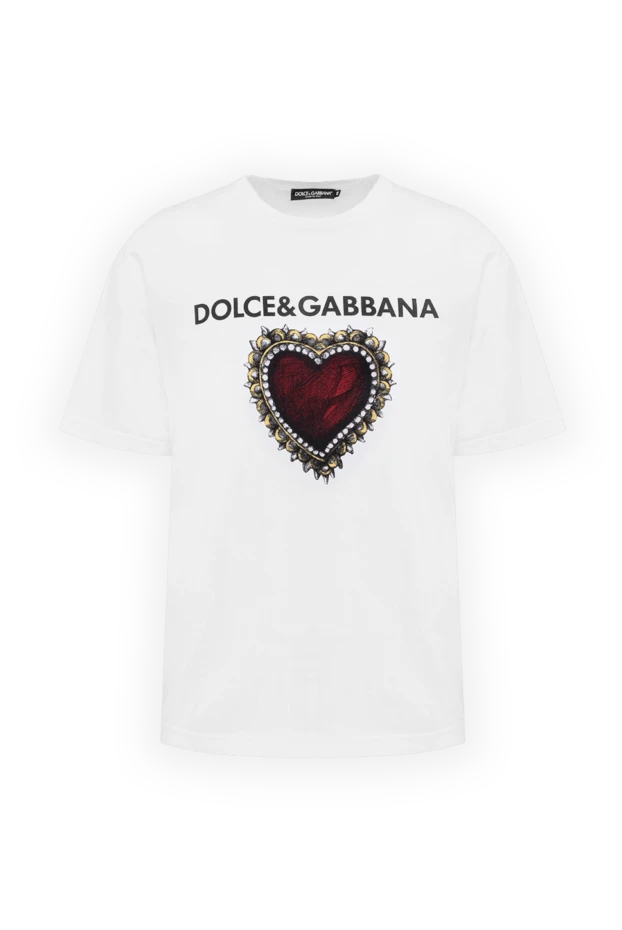 Dolce & Gabbana мужские футболка из хлопка белая мужская 150855 - фото 1