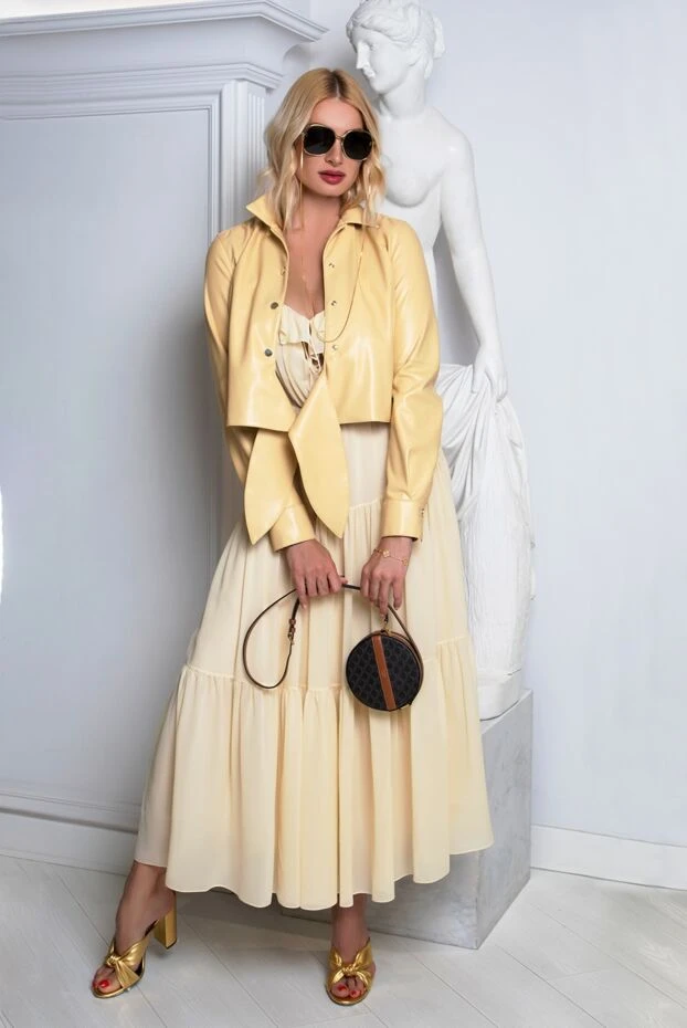 Saint Laurent women's yellow leather mules with high heels 150863 - photo 2