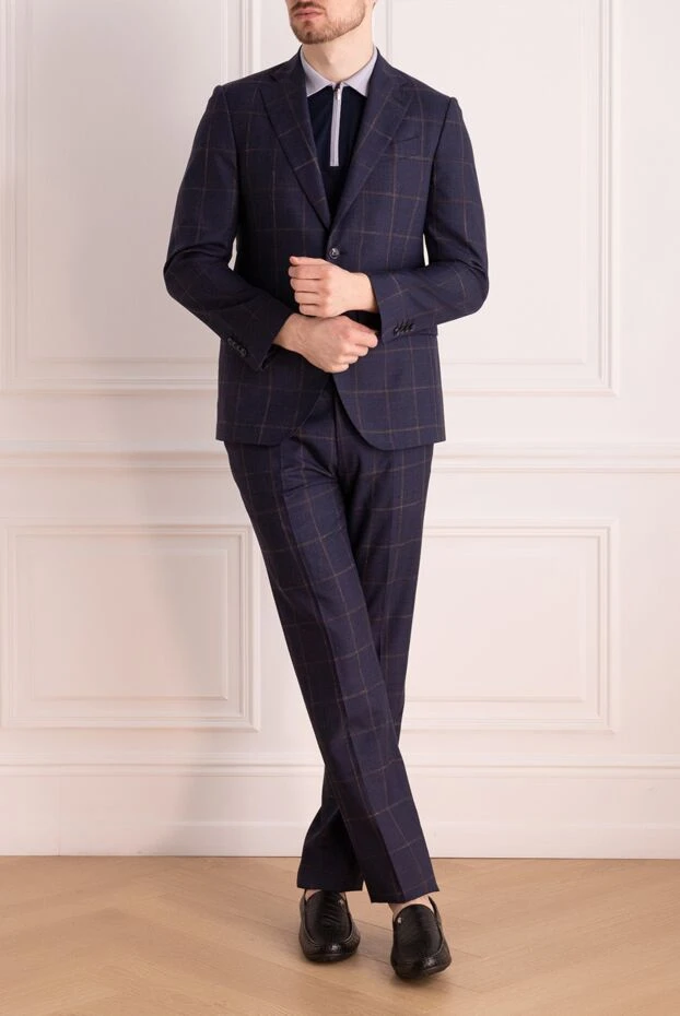 Sartoria Latorre мужские костюм мужской из шерсти, шёлка и льна синий купить с ценами и фото 150873 - фото 2