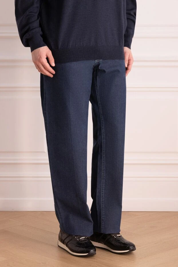 Stefano Ricci джинсы из хлопка синие мужские 150892 - фото 3