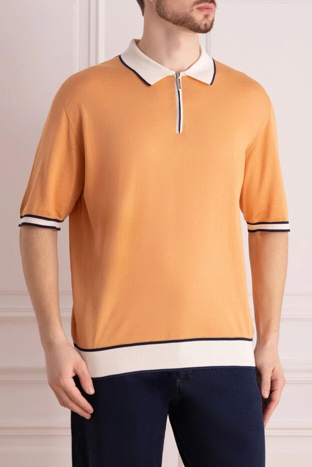 Stefano Ricci поло из хлопка и шелка оранжевое мужское 150903 - фото 3