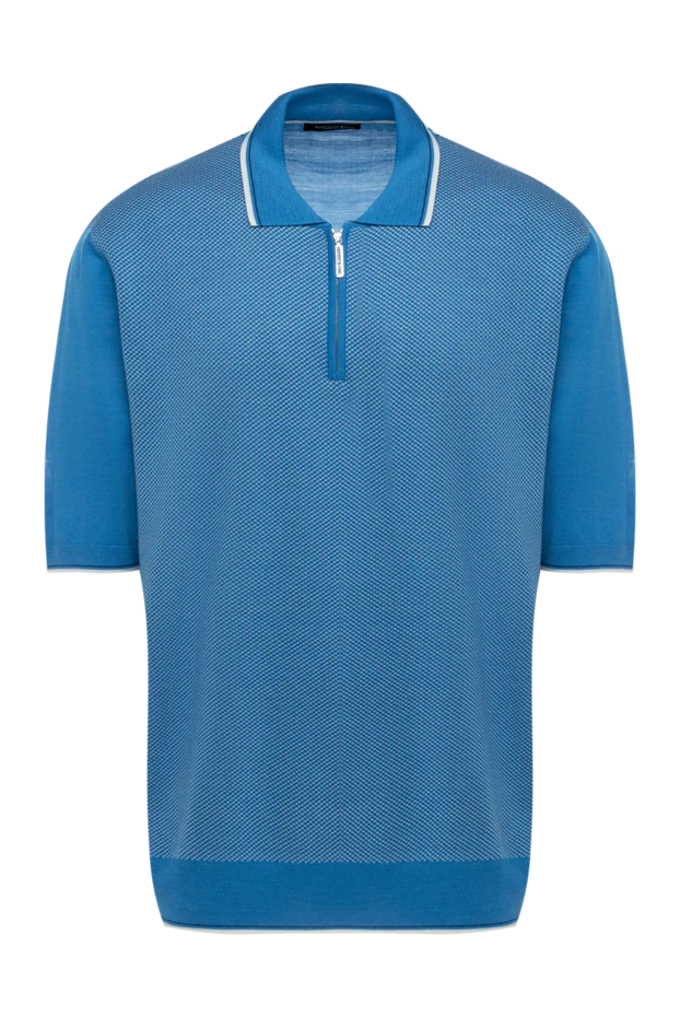 Blue silk polo for men - photo 1
