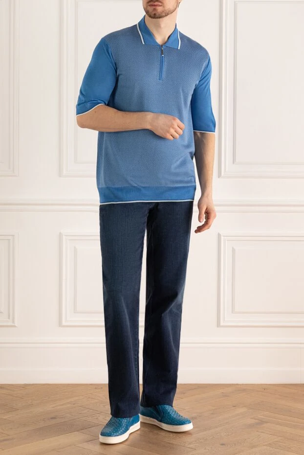 Stefano Ricci поло из шелка голубое мужское 150910 - фото 2