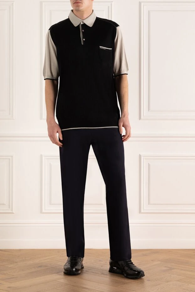 Stefano Ricci поло из шелка черное мужское 150911 - фото 2