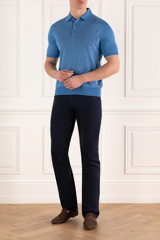 Stefano Ricci поло из шелка голубое мужское 150912 - фото 3