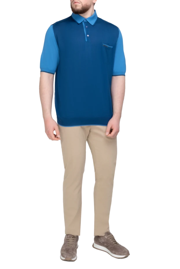 Stefano Ricci blue silk polo for men 150913 - photo 2