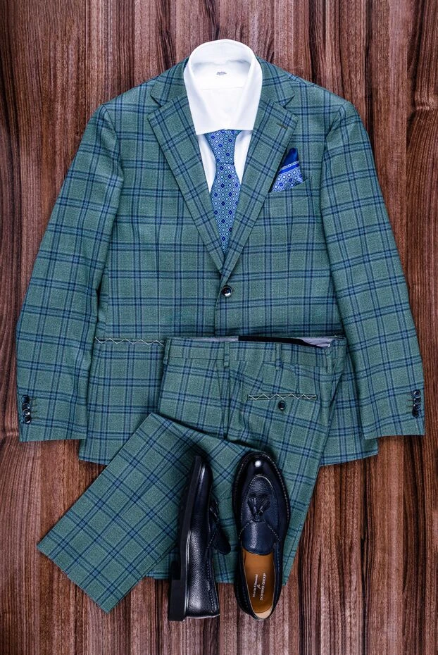 Синий шелковый галстук с геометрическим орнаментом - фото 2