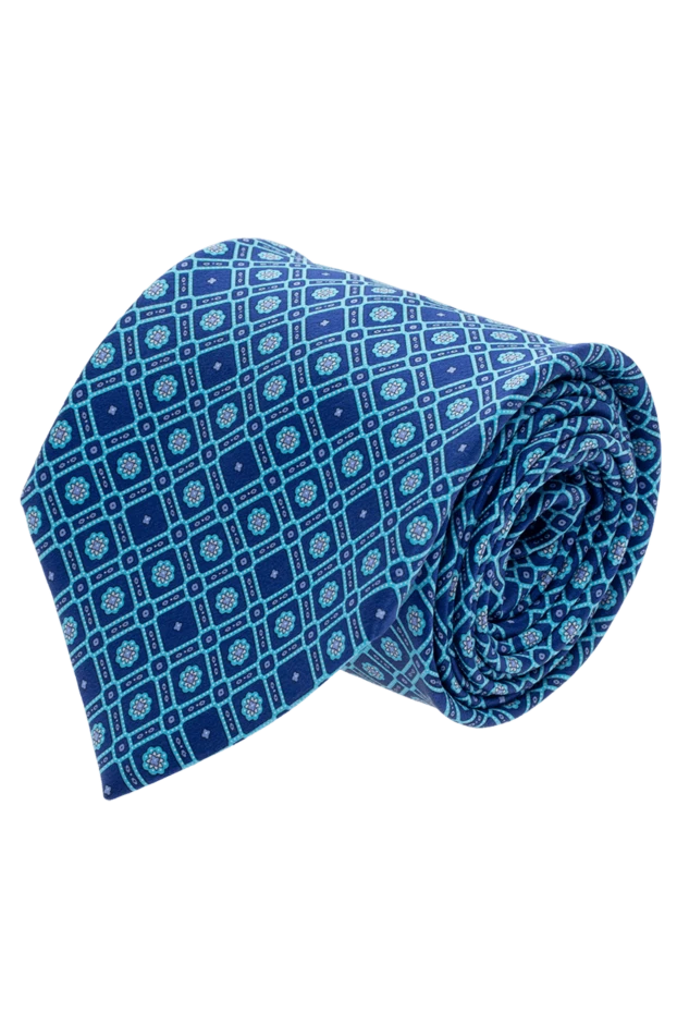 Blue silk tie for men - photo 1