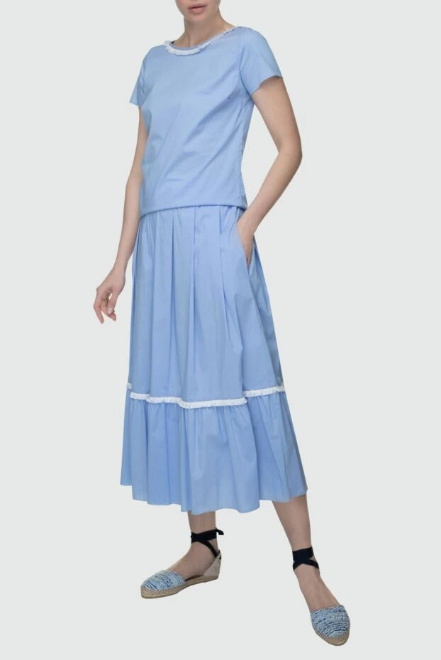 Rocco Ragni жіночі блуза з бавовни та поліаміду блакитна жіноча купити фото з цінами 150974 - фото 2