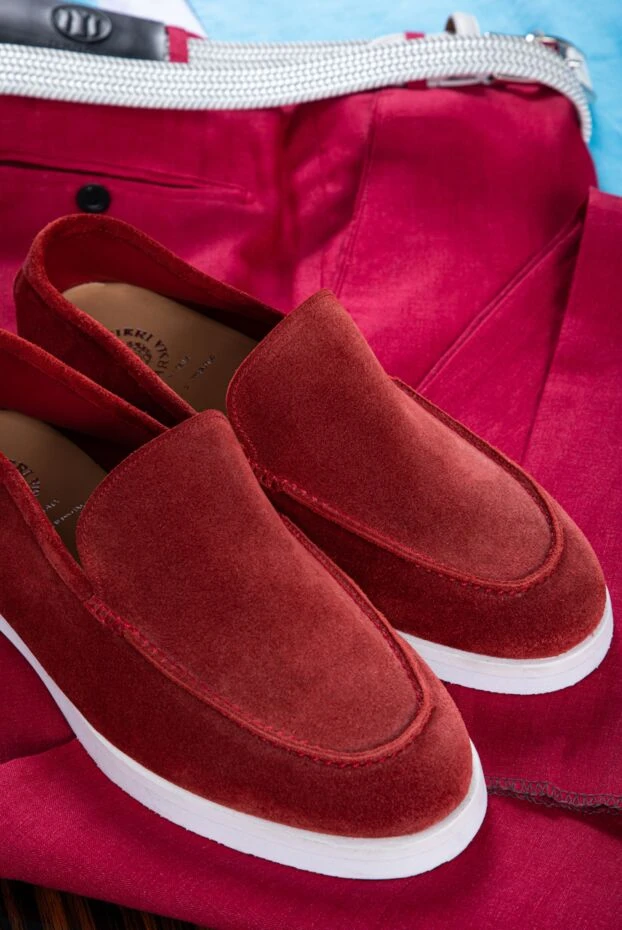 Pellettieri di Parma мокасины из замши красные мужские 150994 - фото 3
