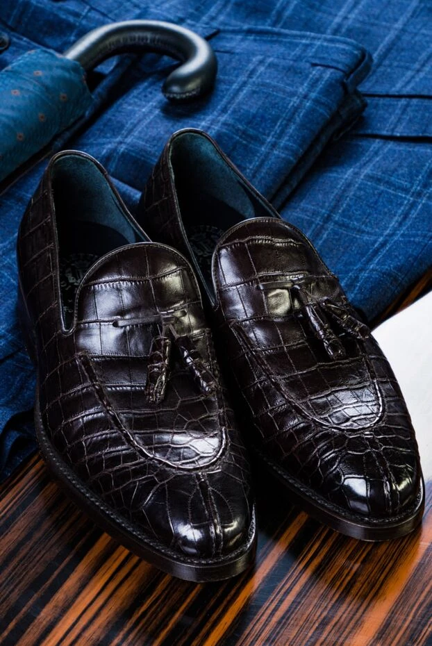 Pellettieri di Parma men's genuine crocodile leather loafers with tassels 151001 - photo 2