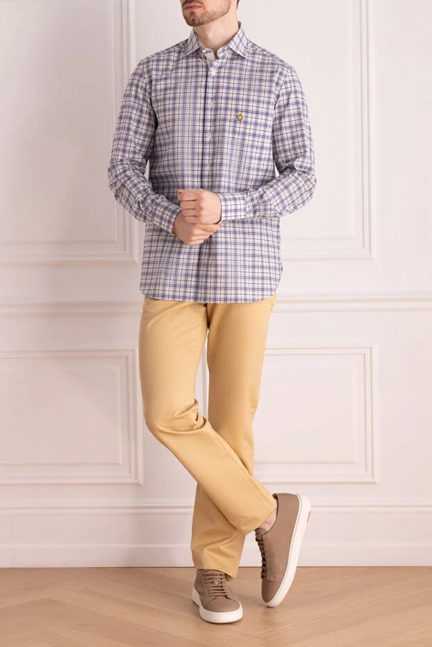 Бежеві штани з декоративними елементами із замші. - фото 2