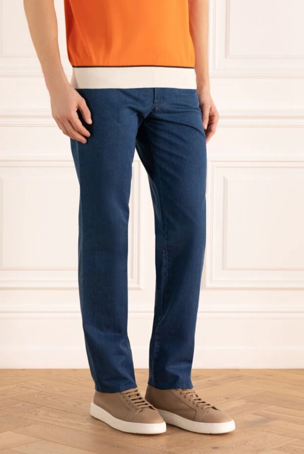 Stefano Ricci джинсы из хлопка синие мужские 151077 - фото 3