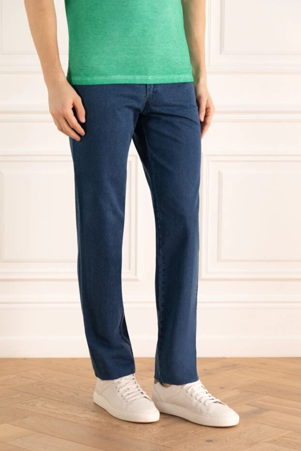 Stefano Ricci джинсы из хлопка синие мужские 151078 - фото 3