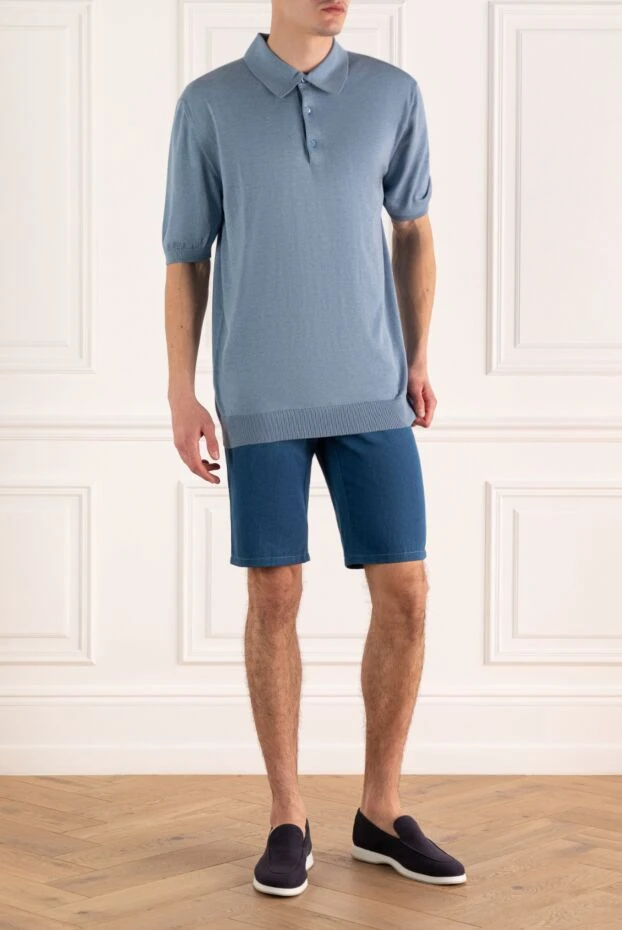 Brioni man cotton and elastane shorts blue for men buy with prices and photos 151088 - photo 2