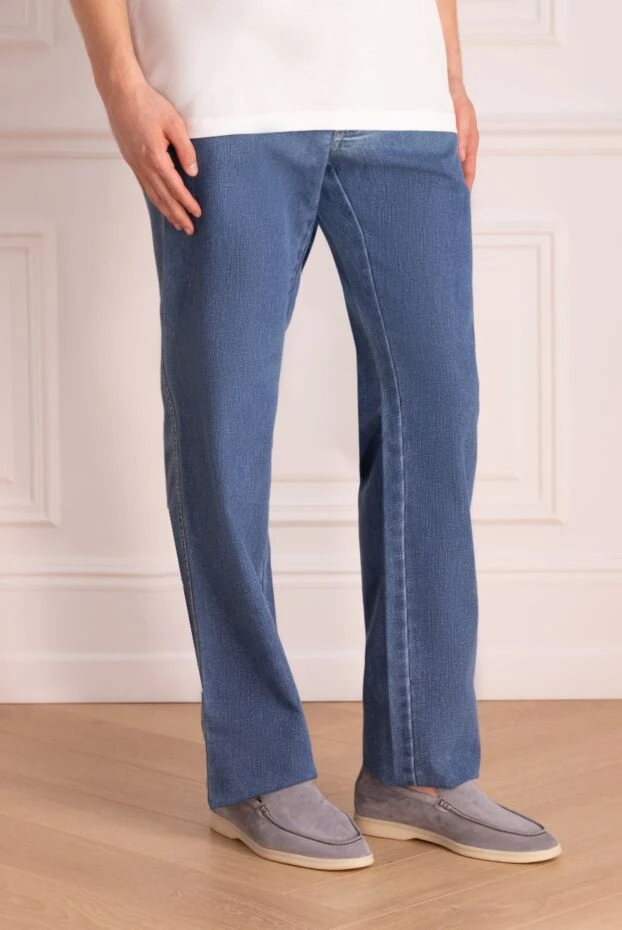 Brioni мужские джинсы из хлопка и полиэстера синие мужские купить с ценами и фото 151096 - фото 2